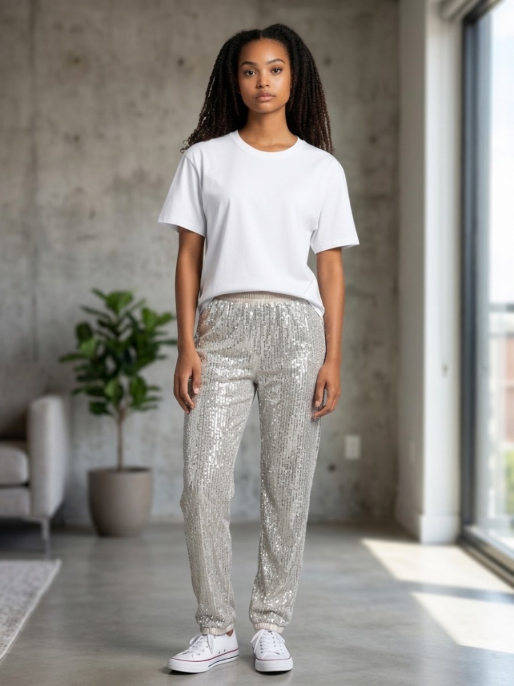 Main Strip Women's High-Waist Straight-Leg Trousers Size Large
